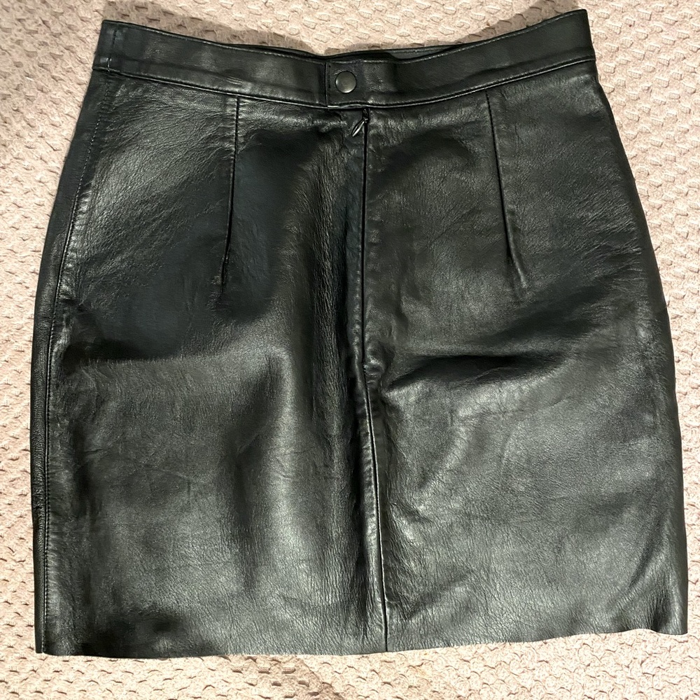 NWT Genuine Leather Skirt, American Apparel, Black